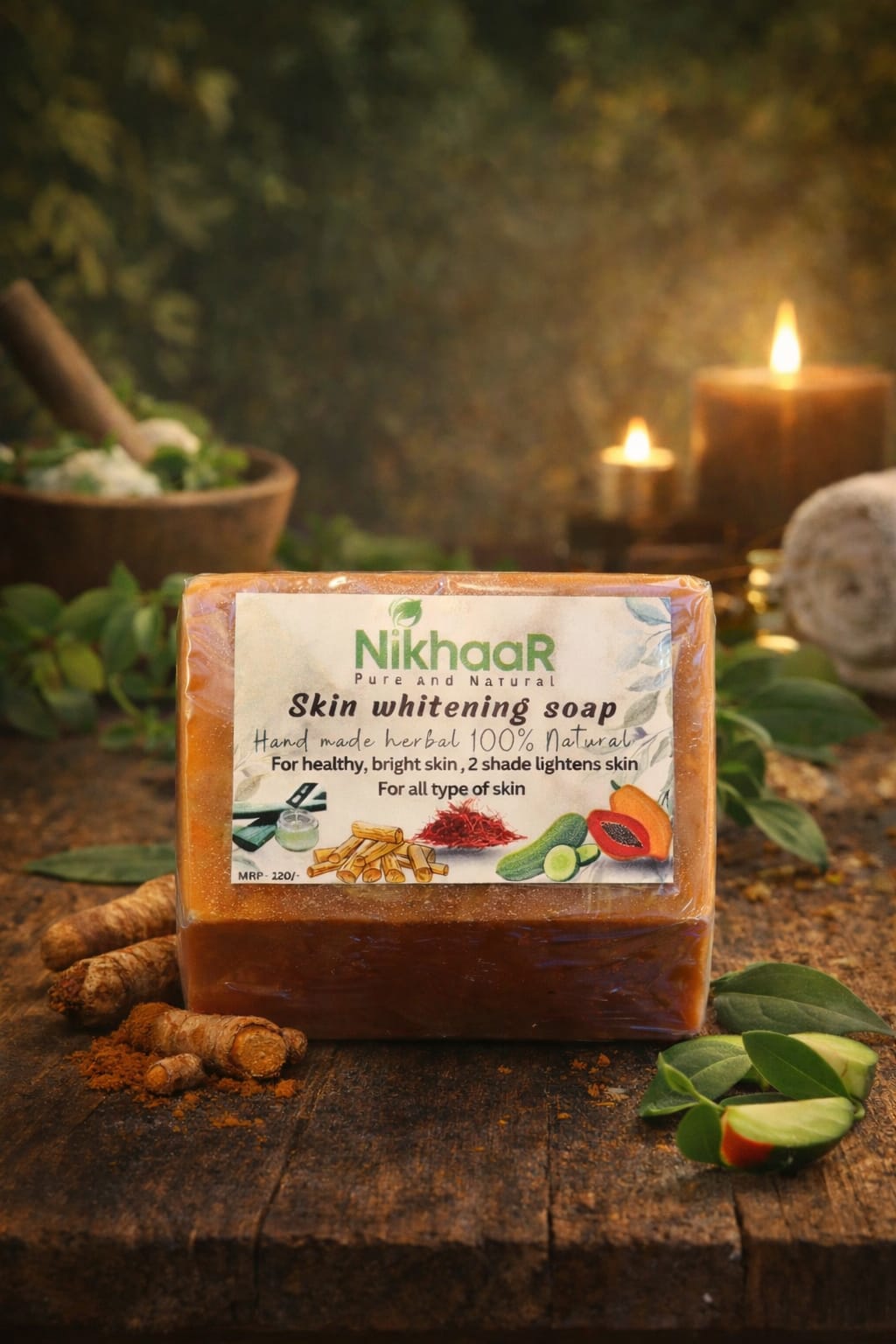 Papaya cucumber kojic skin whitening soap