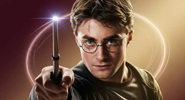 WallPortal-Harry Potter with Wand Magic Glow Wallpaper