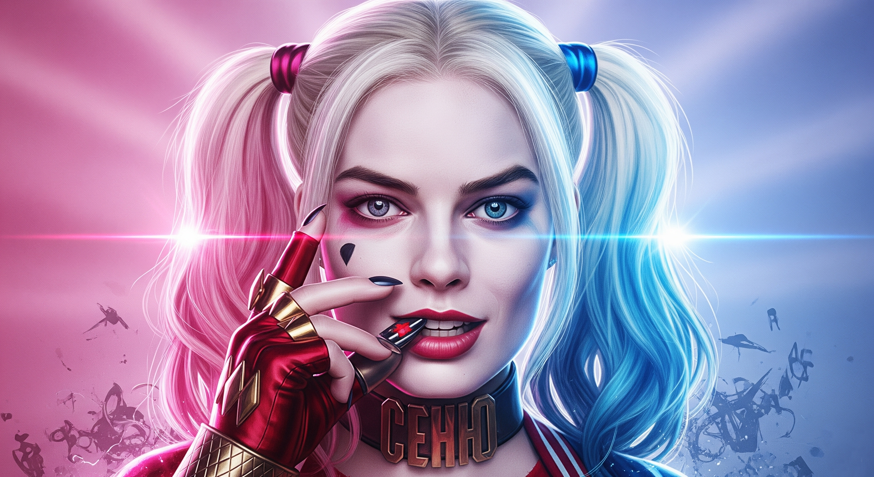 Harley Quinn Digital Art – Mischief in Red & Blue