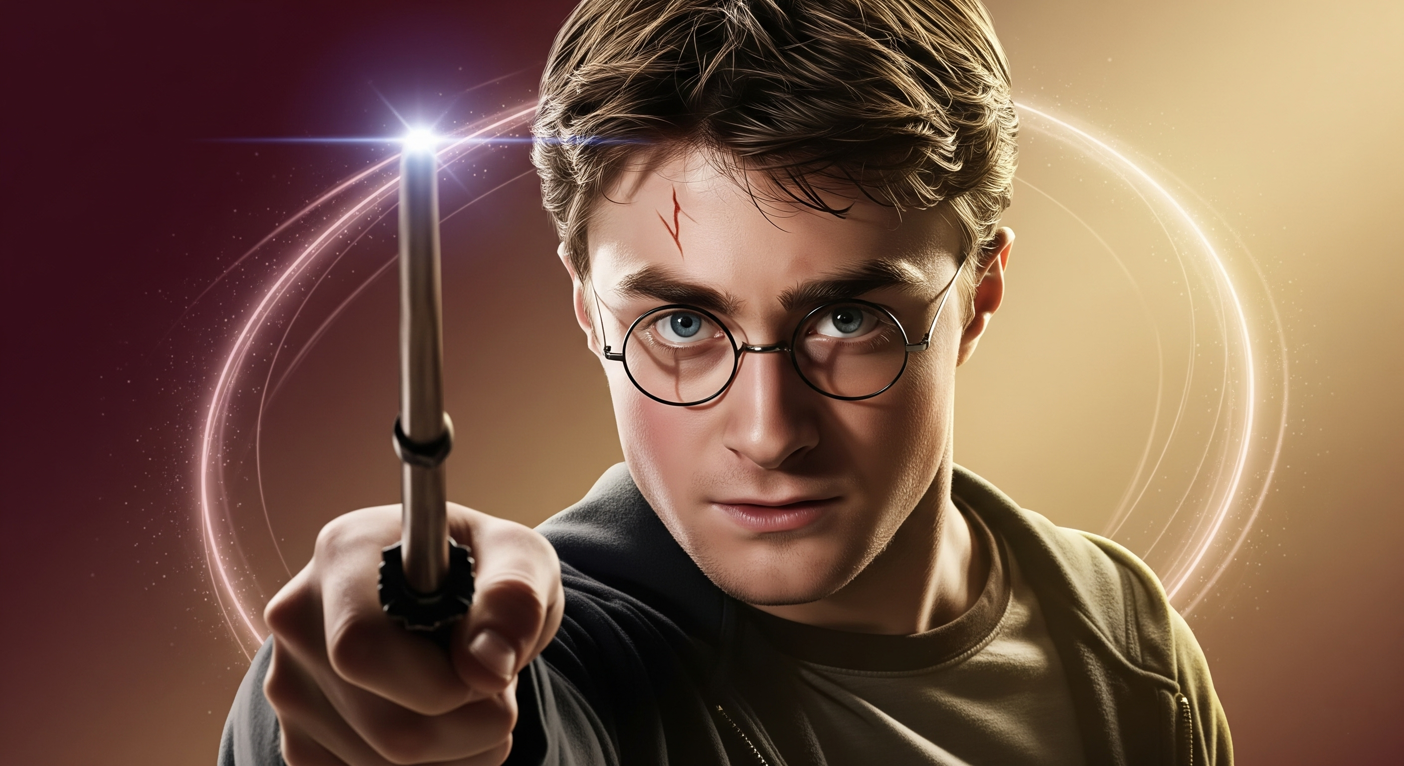 Harry Potter with Wand Magic Glow Wallpaper