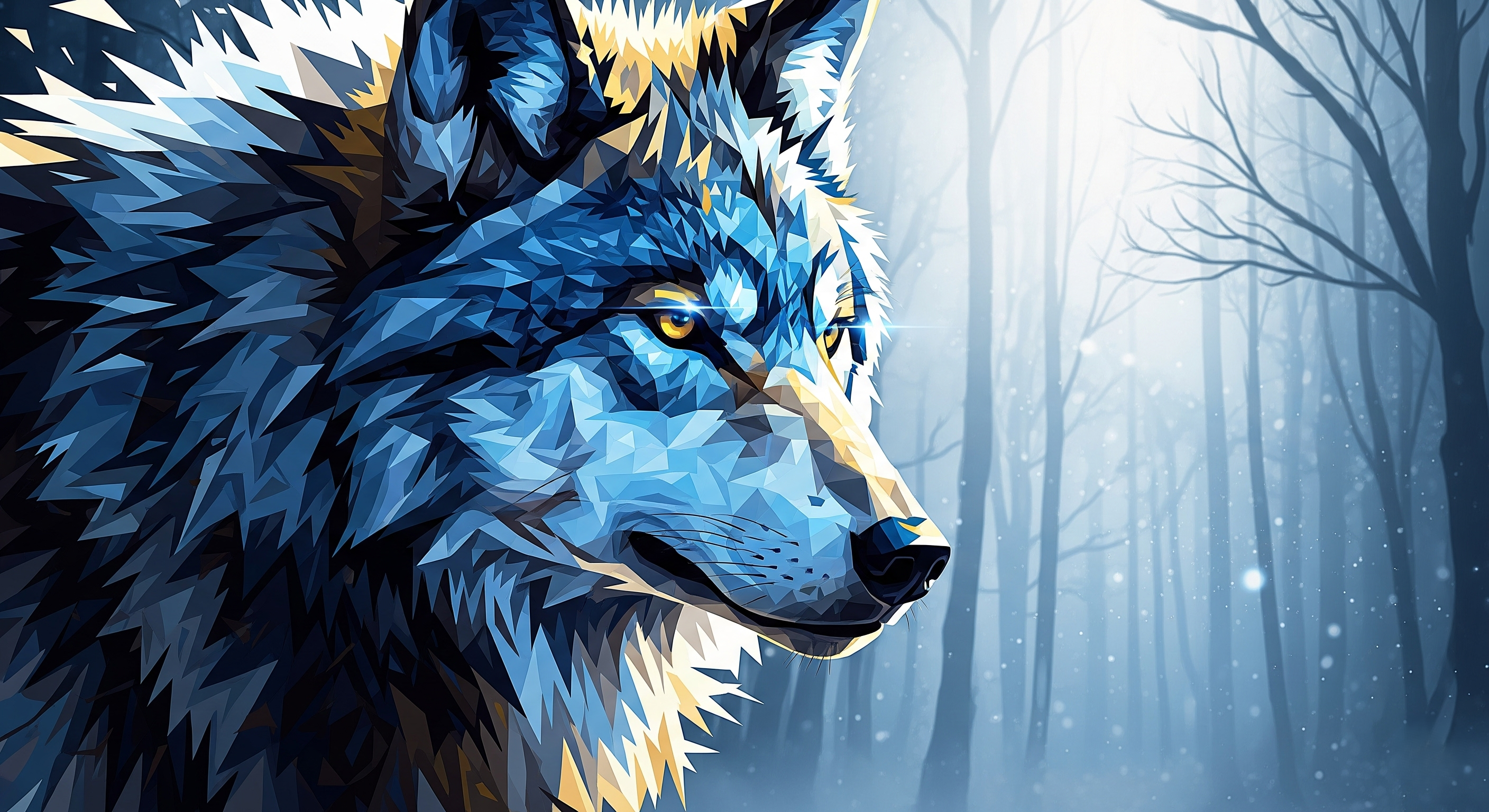 Legendary Wolf – Spirit of the Night Digital Art Wallpaper