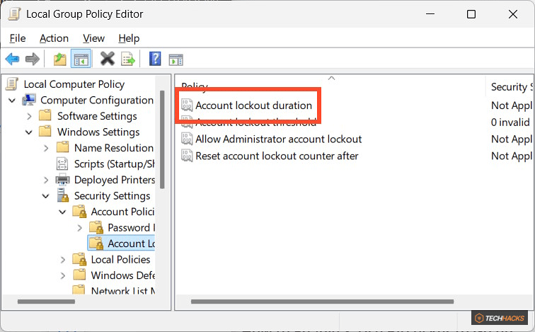 Cách giới hạn số lần đăng nhập không thành công Windows