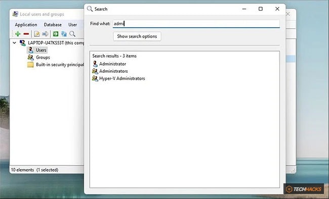 Tìm kiếm trong Lusrmgr