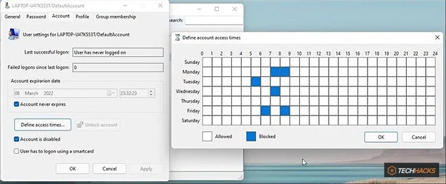 Lusrmgr xác định thời gian truy cập
