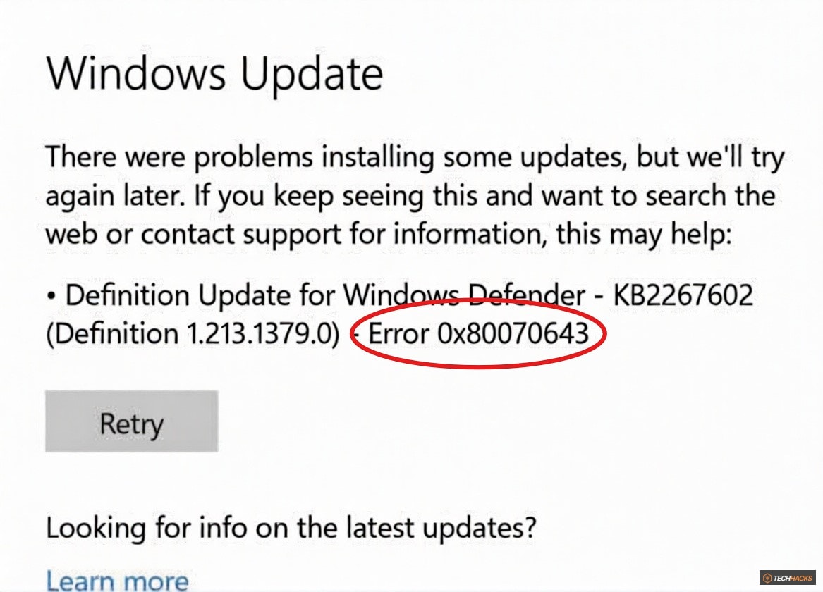 Sửa lỗi 0x80070643 trên Windows
