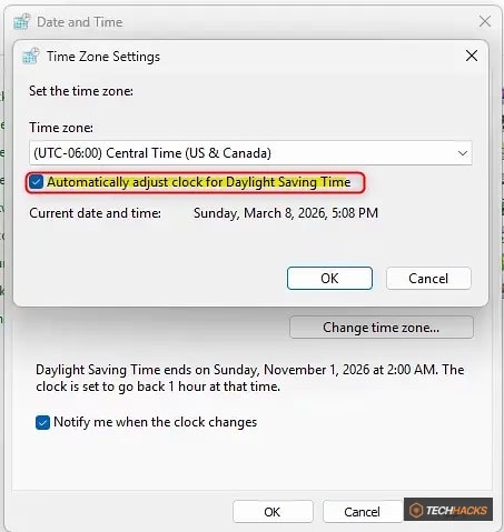 Cách tự động điều chỉnh giờ mùa hè trong Windows 11