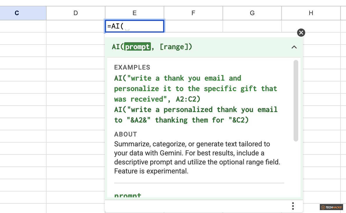 Tìm hiểu về hàm AI() của Google Sheets: Chuyển prompt thành kết quả