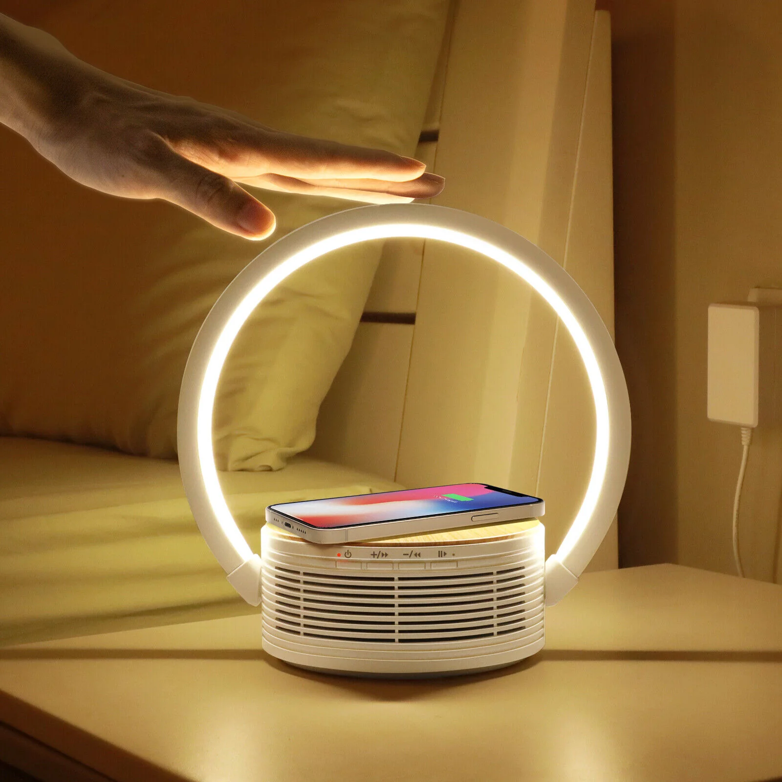 LED Lamp With Wireless Charger and Bluetooth Speak