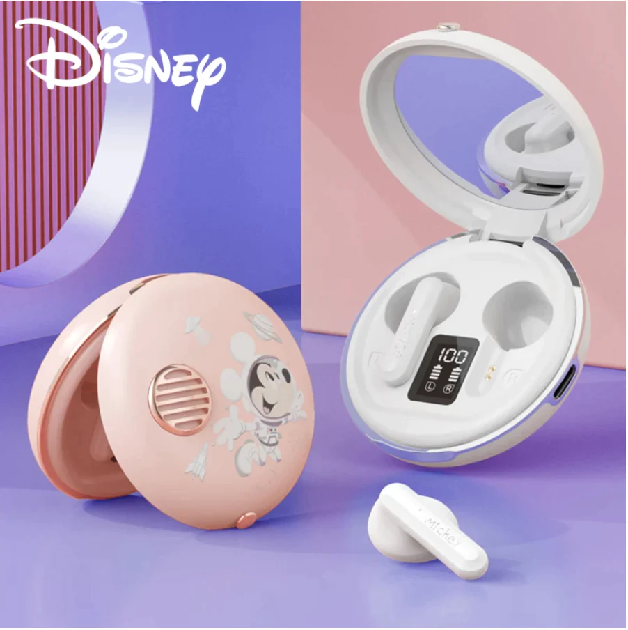 Original Disney Earphones FX-902V Wireless Bluetooth 5.3 Headset Mirror Design Earbud Women Girlfriend Gift Couple Headphones