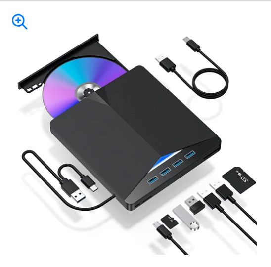 External CD/DVD Drive For Laptop; 7 In 1 USB 3.0 D