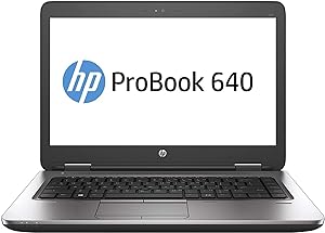 HP ProBook 640 G2 Laptop, 14 Display, Intel Core i5-6200U 2.3GHz, 16GB RAM, 256GB SSD,, DisplayPort, Wi-Fi, Bluetooth, Windows 10 Pro (Renewed)