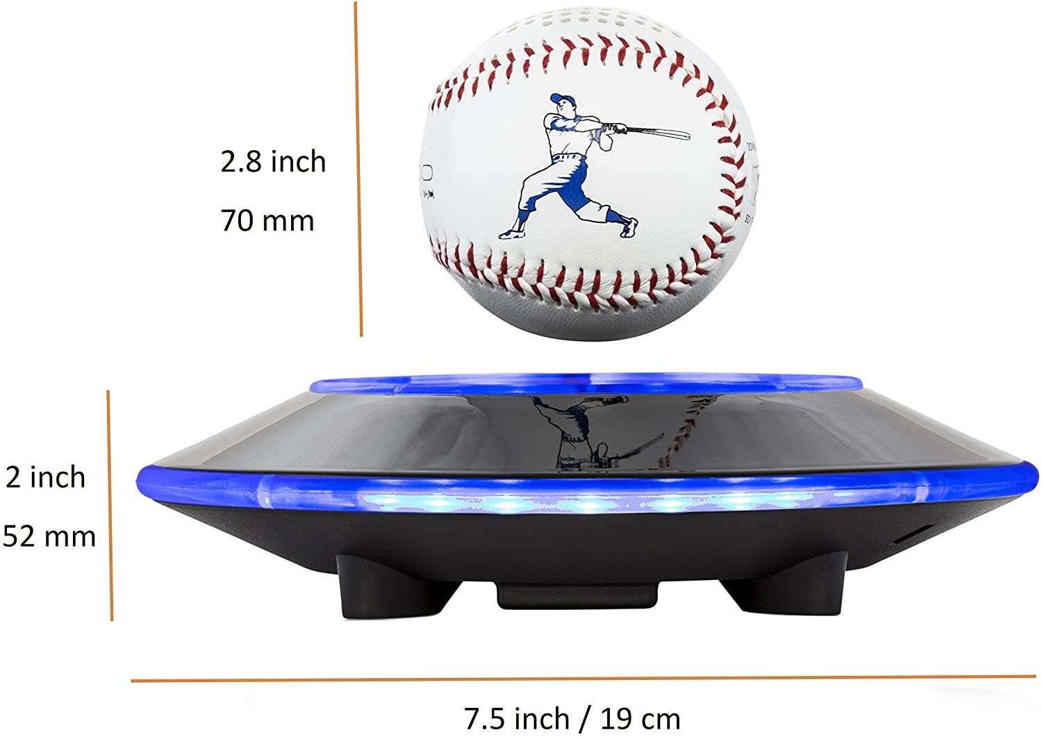 Bluetooth Baseball Speaker| Wireless Sports Speaker with HD Sound & LED Lights