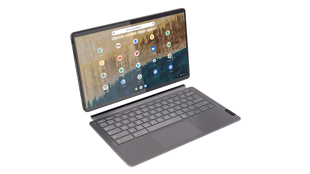 Lenovo Chromebook Duet 5 (13”)| Qualcomm® Snapdragon™| 13.3" FHD OLED (1920 x 1080)| Chrome OS 32 bit| 	4 GB LPDDR4X 2133MHz| 256 GB eMMC| Bluetooth® 5.1| Up to 15 hours| touchscreen| CPU, up to 2.55 GHz- Abyss Blue