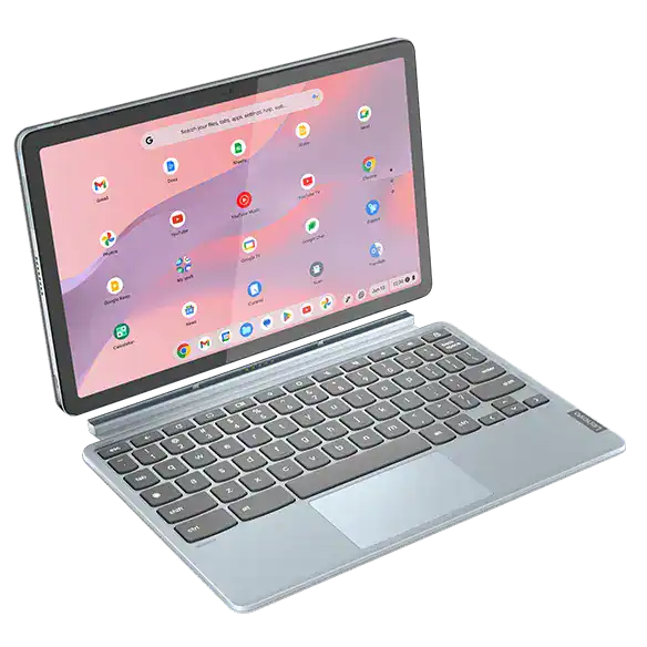 Lenovo Chromebook Duet 3| Snapdragon® 7c Gen 2| Chrome OS| Up to 128 GB eMMC| Up to 8 GB LPDDR4X| 5MP, user-facing| 8MP, world-facing| Android™ Studio| 30W Adapter