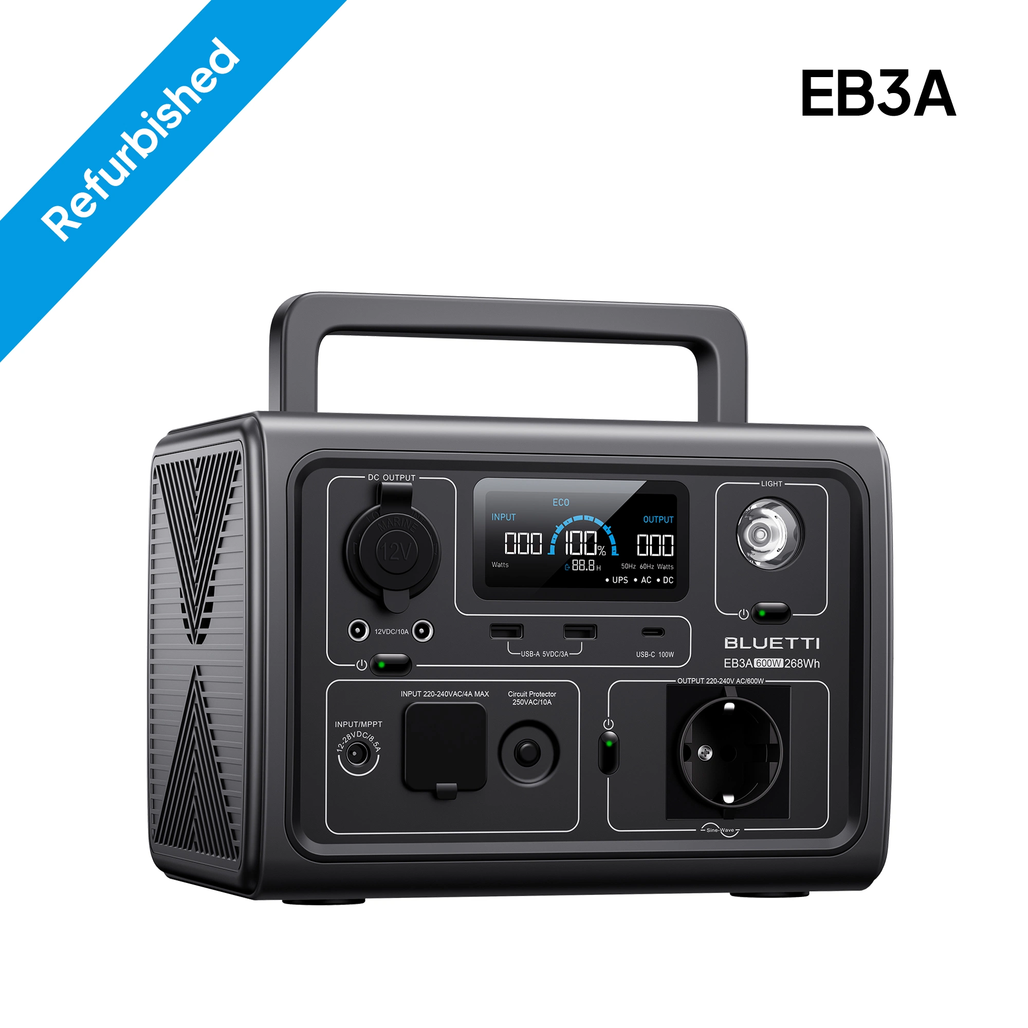 Bluetti EB3A Refurbished 268Wh 600W Portable Power