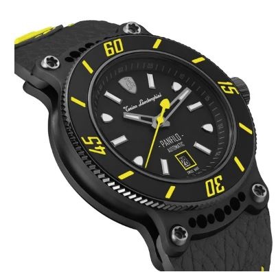 Tonino Lamborghini Men's 'PANFILO' Black Dial Black Leather Strap Automatic Watch TLF-T03-5