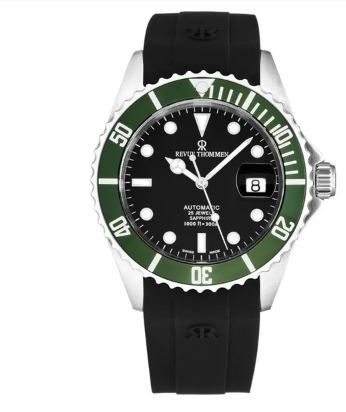 Revue Thommen 17571.2834 Men's 'Diver' Black Dial Rubber Strap Swiss Automatic Watch