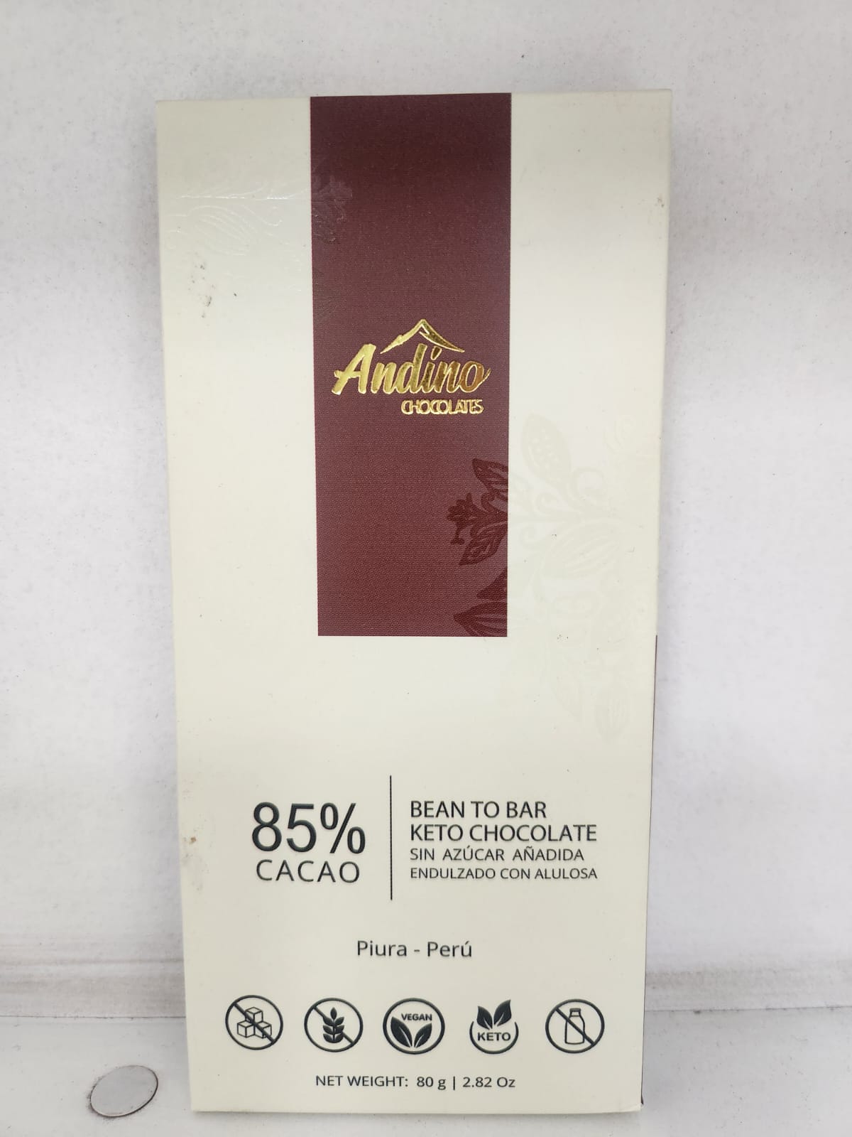 barra chocolate keto 85% cacao