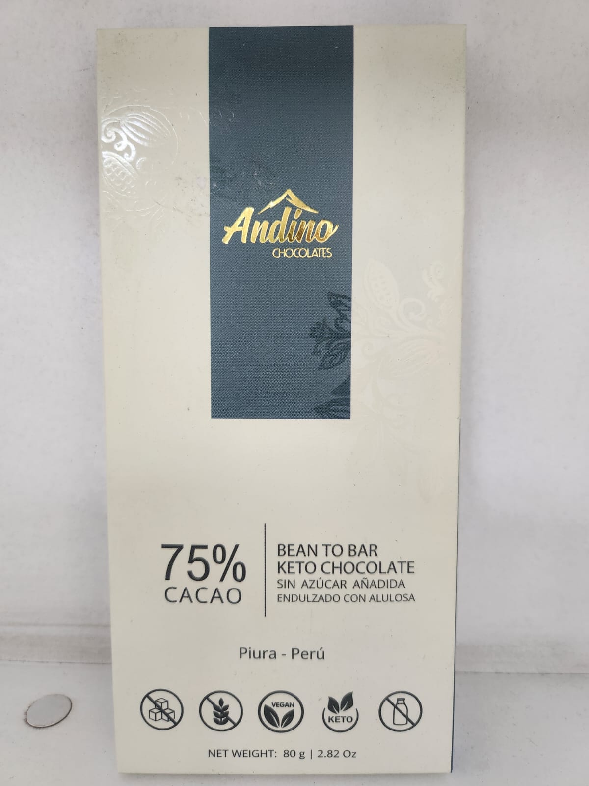 barra chocolate keto 75% cacao