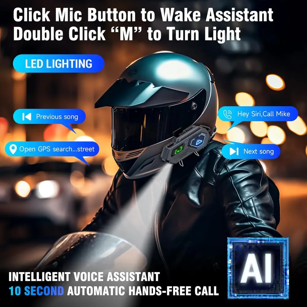 EDYELL C8 Pro Motorcycle Bluetooth Headset image 2