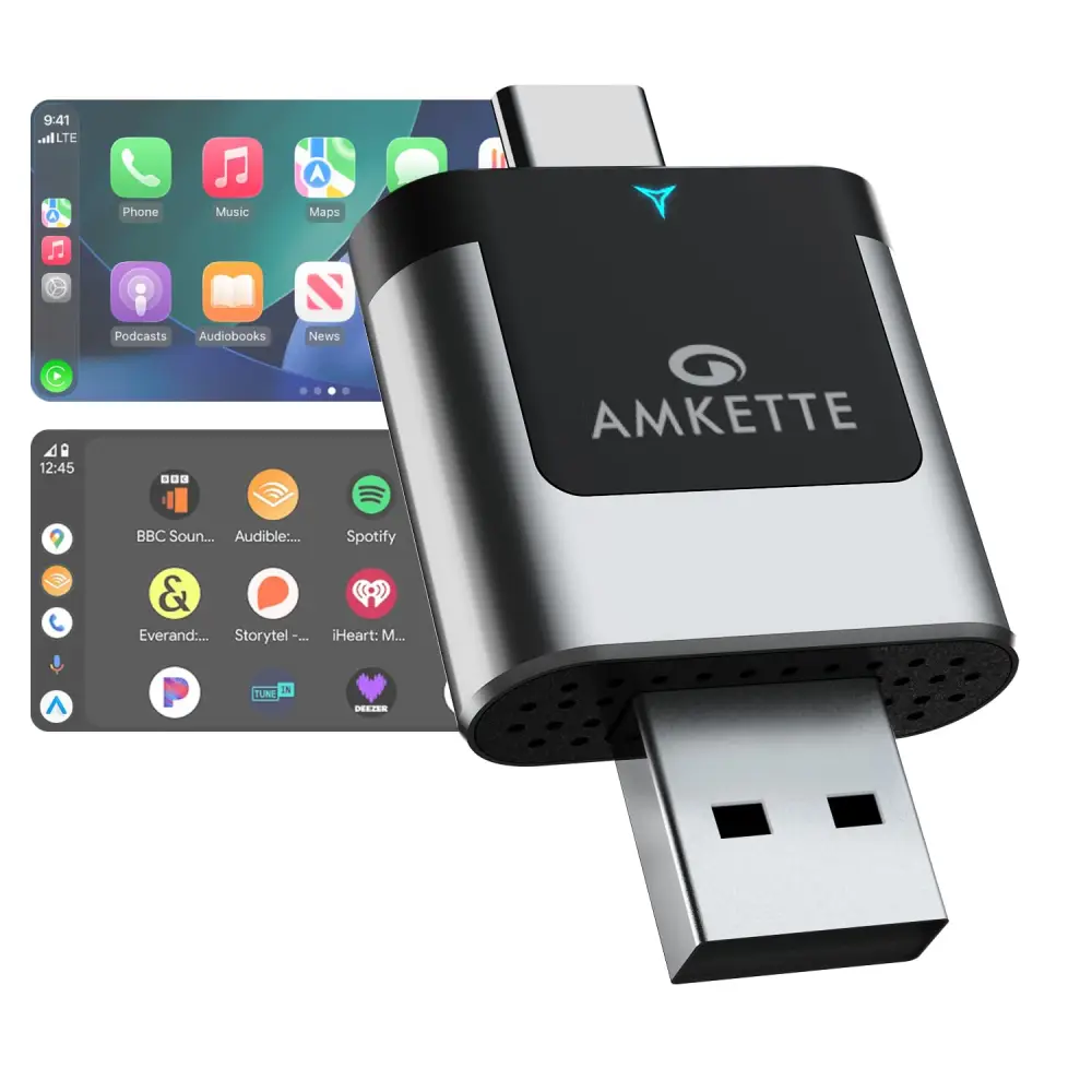 Amkette Drive 2-in-1 Wireless CarPlay & Android Auto Adapter