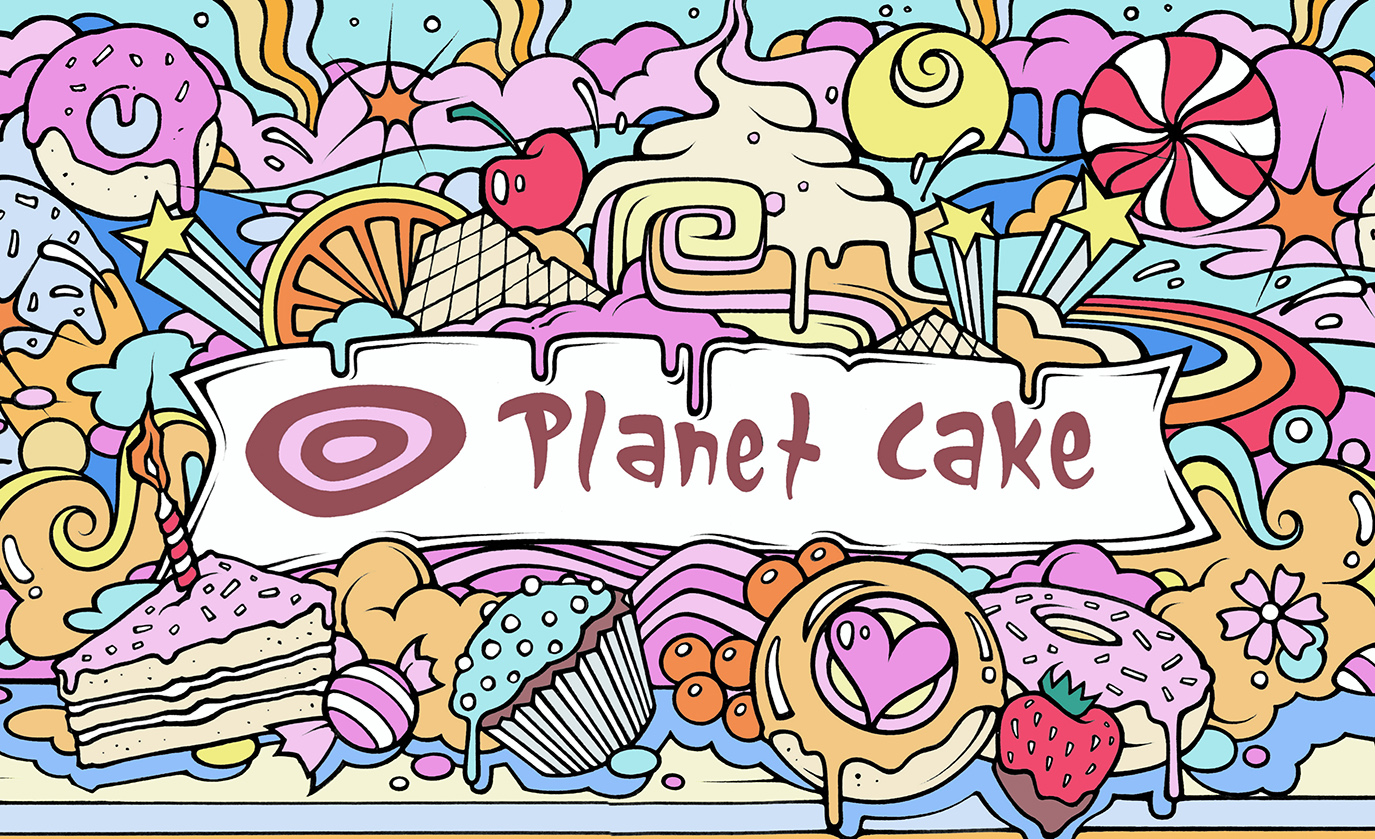 Planet Cake Doodle Illustration
