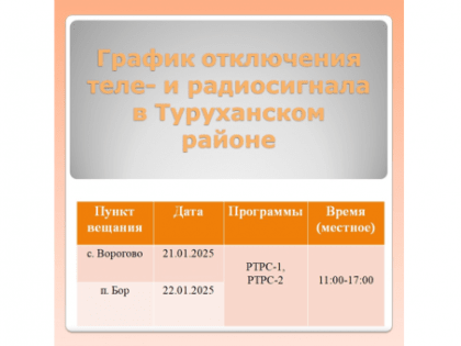 В Туруханском районе запланирована профилактика теле- и радиопередающего оборудования