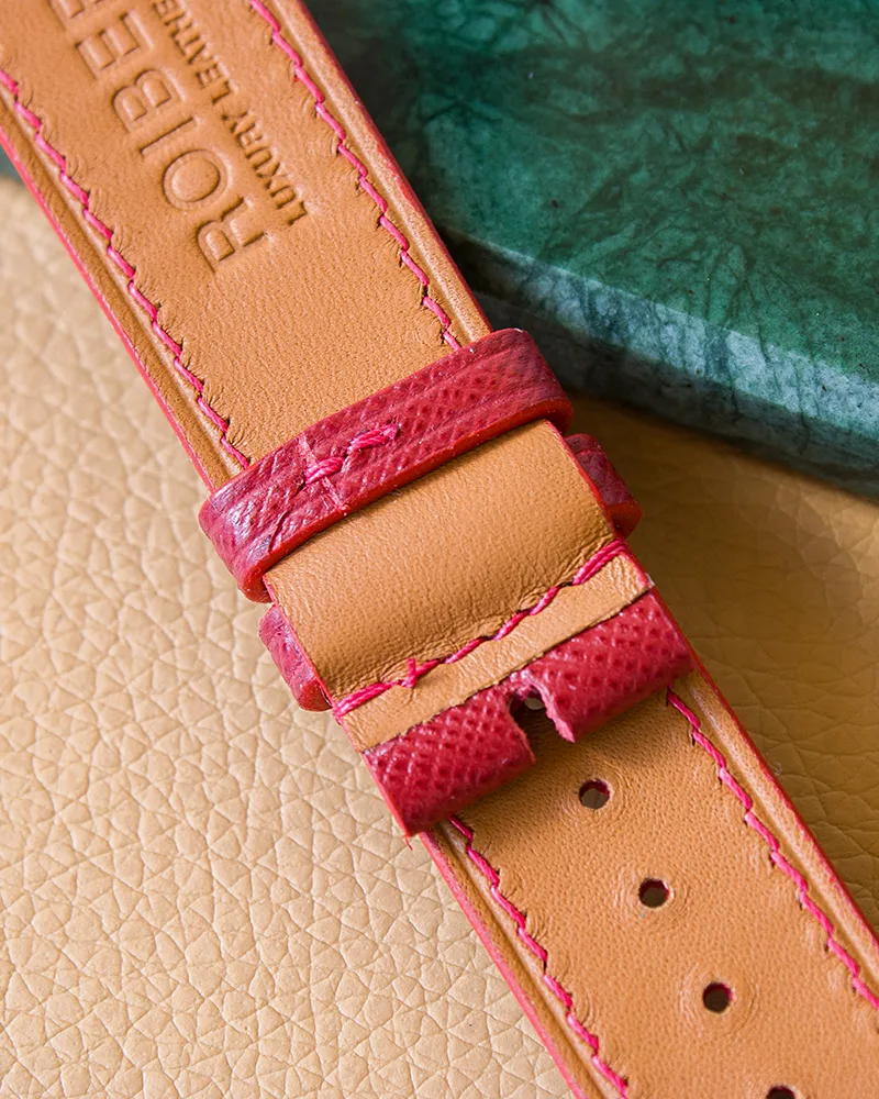 Red Saffiano Leather Watch Strap