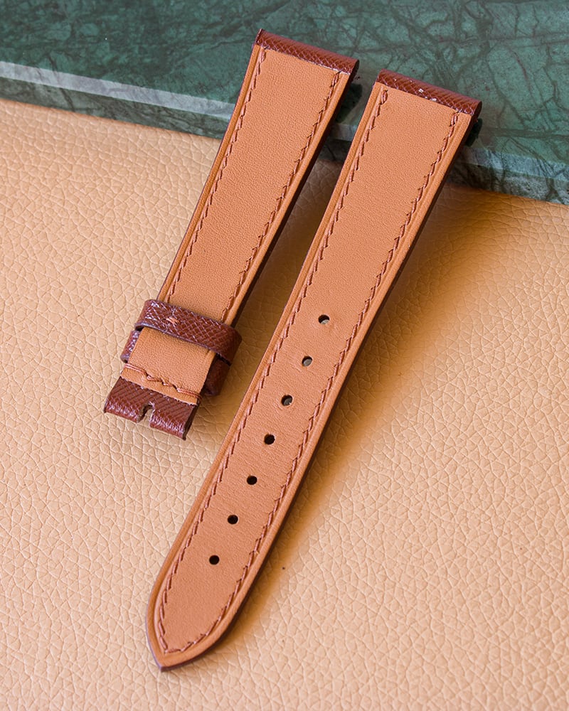 Brown Saffiano Leather Watch Strap