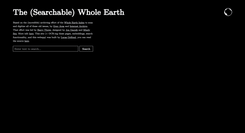 The (Searchable) Whole Earth