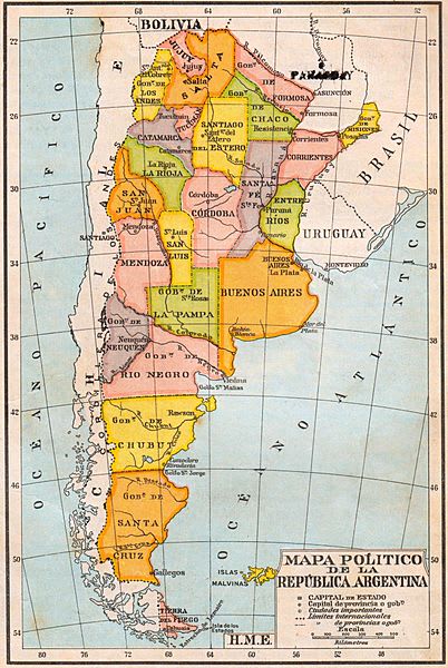 Mapa de Argentina - Aprox. 1940
