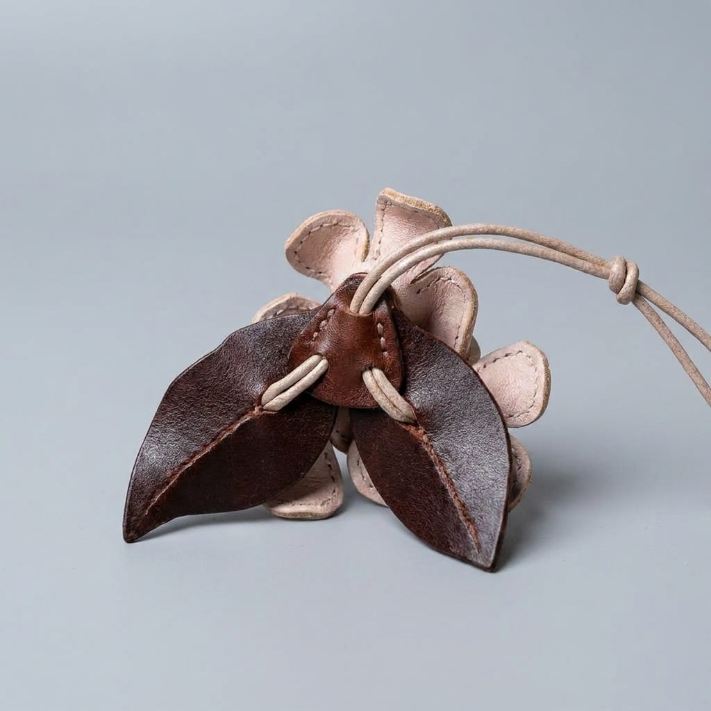 Handcrafted Leather Blossom Charm view 3