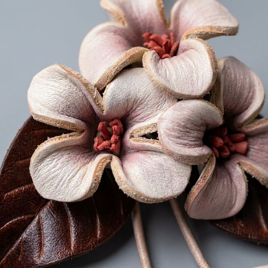 Handcrafted Leather Blossom Charm view 2