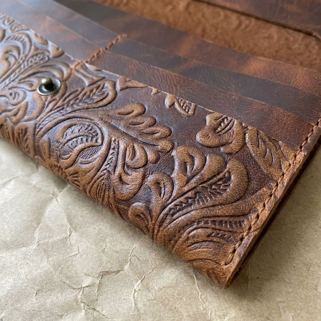 Handcrafted Tooled Leather Envelope Wallet view 4