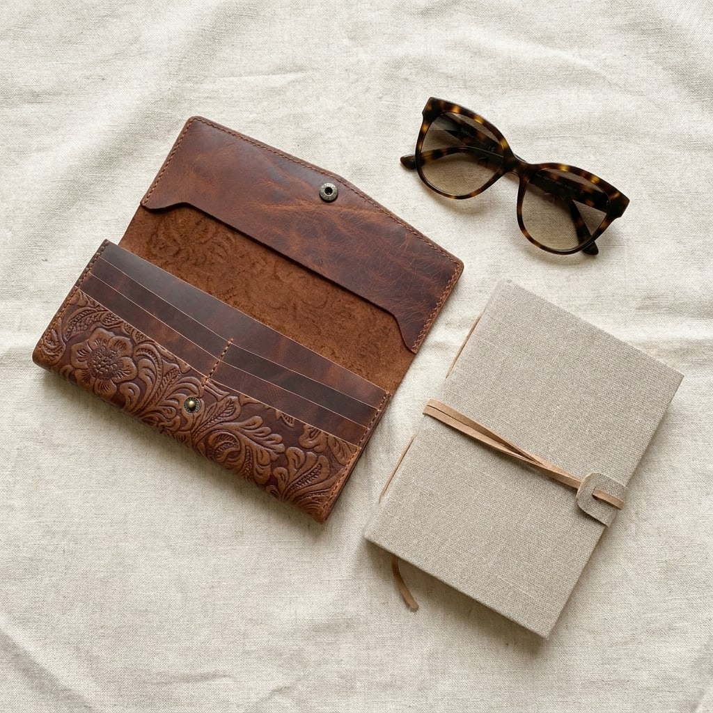 Handcrafted Tooled Leather Envelope Wallet view 6