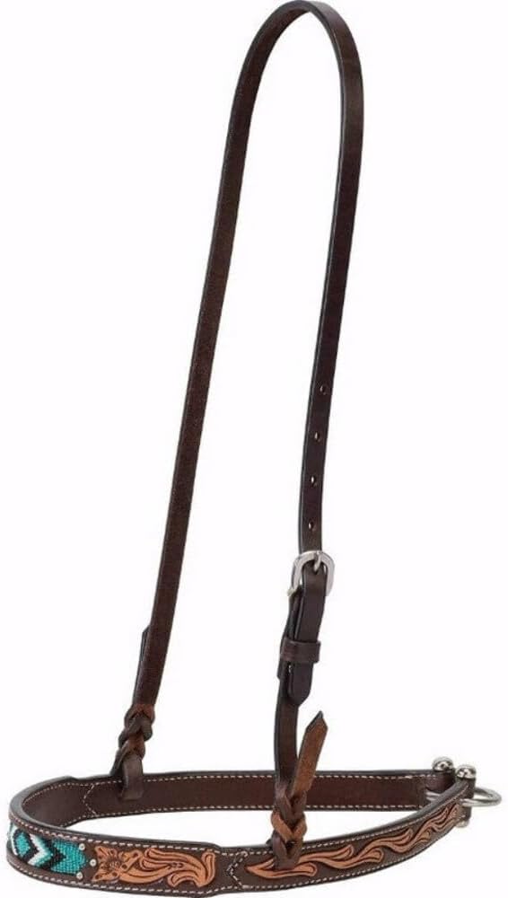 Muserolle Cuir Sculpté Turquoise