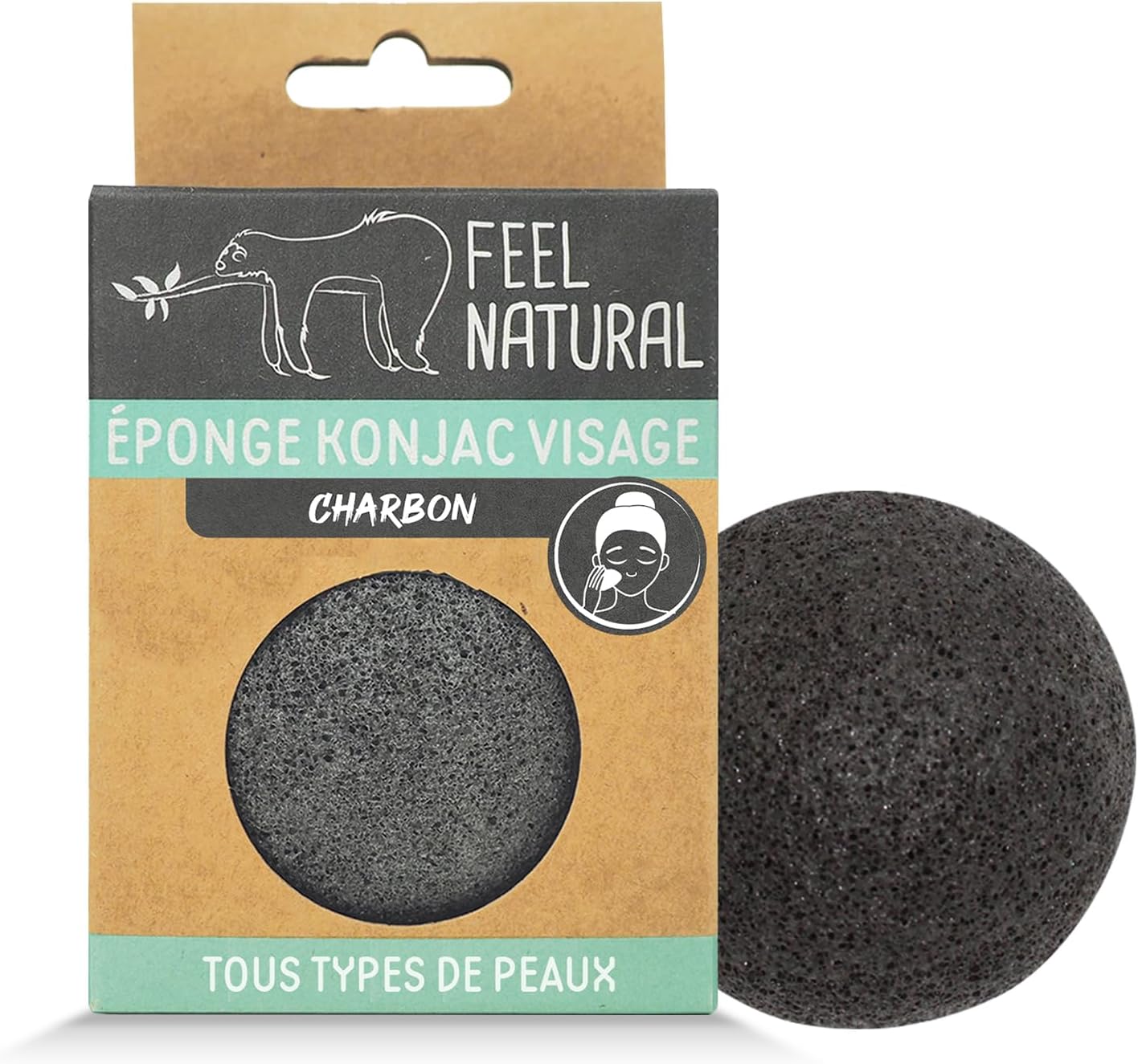 Éponge konjac visage charbon