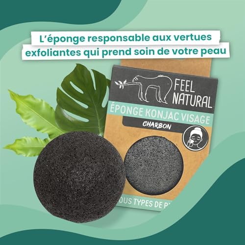 Vue 4 de Éponge Konjac Visage Charbon