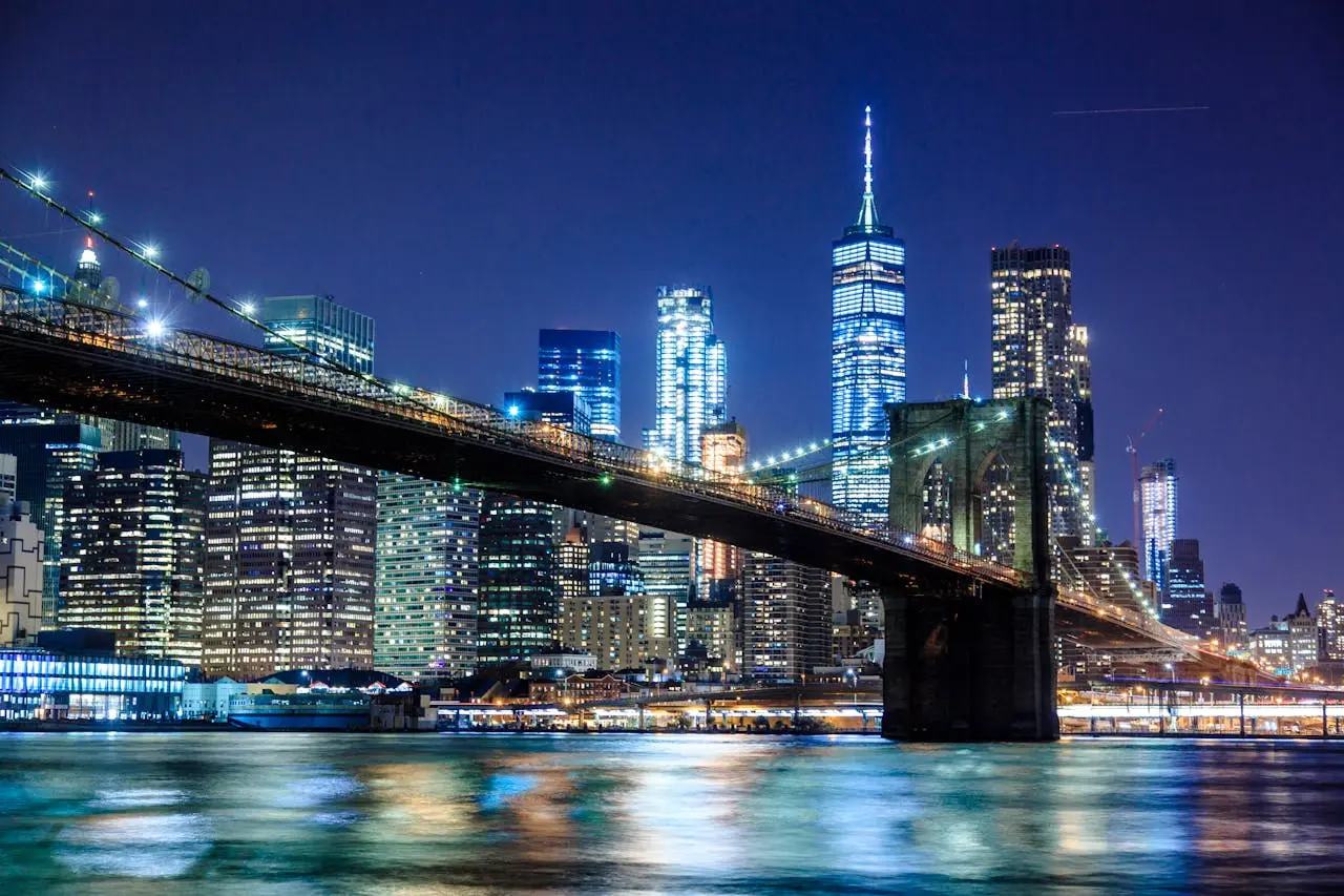 Vista noturna da cidade de New York