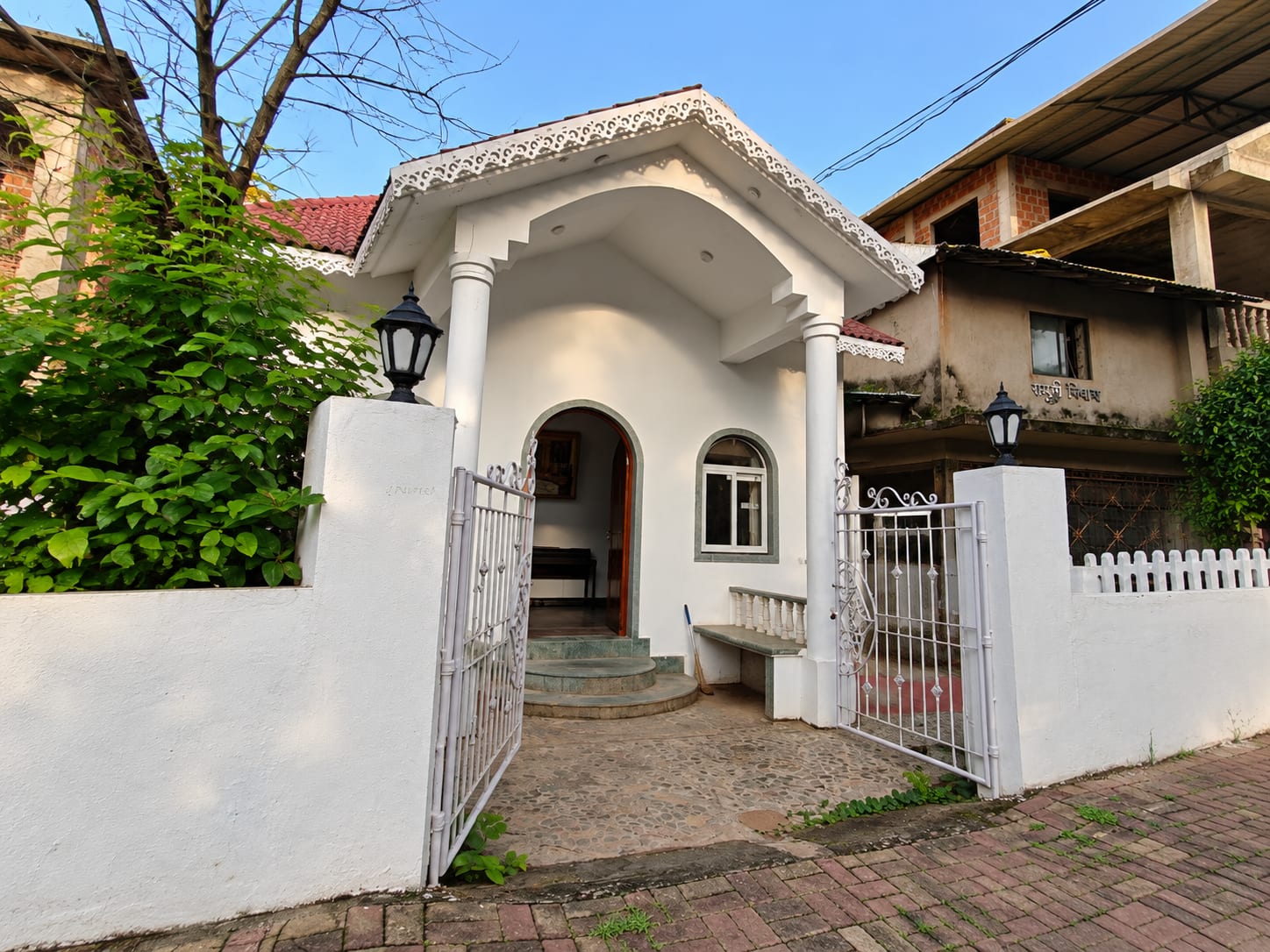 Front facade of ANANTA — a 4 bedroom villa for sale on Arambol Main Road, Goa