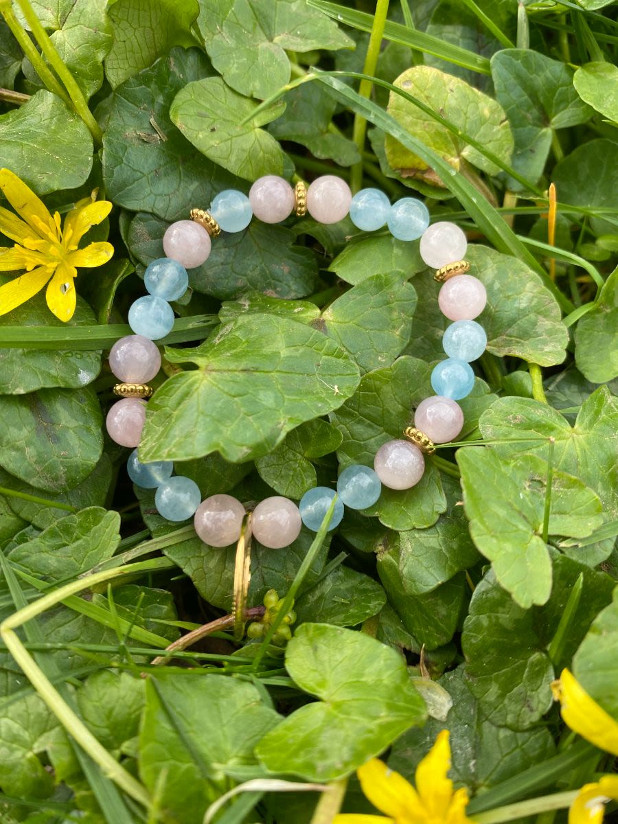 Bracelet enfant – Courage du coeur (Aigue Marine & Quartz rose) - Image 2