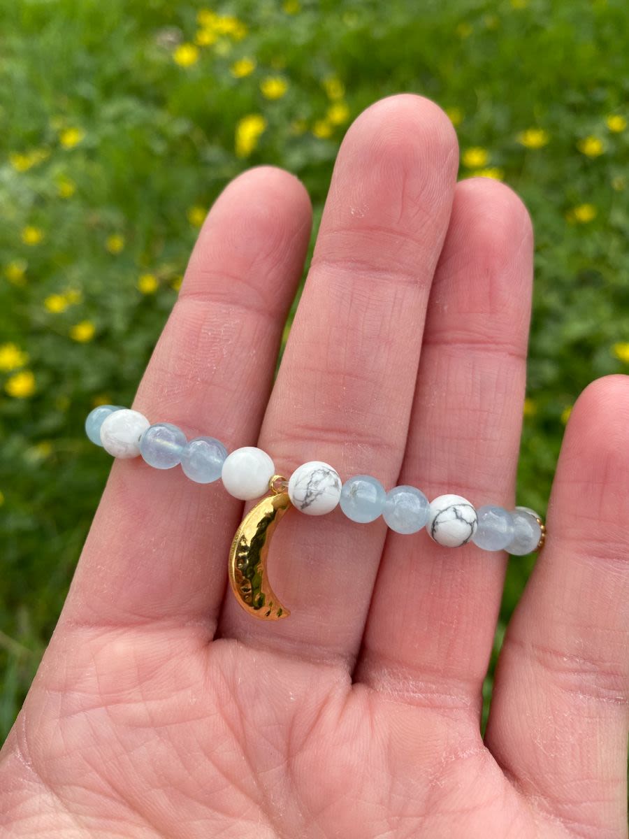 Bracelet enfant –  Calme & Équilibre (Howlite & Aigue Marine) - Image 2