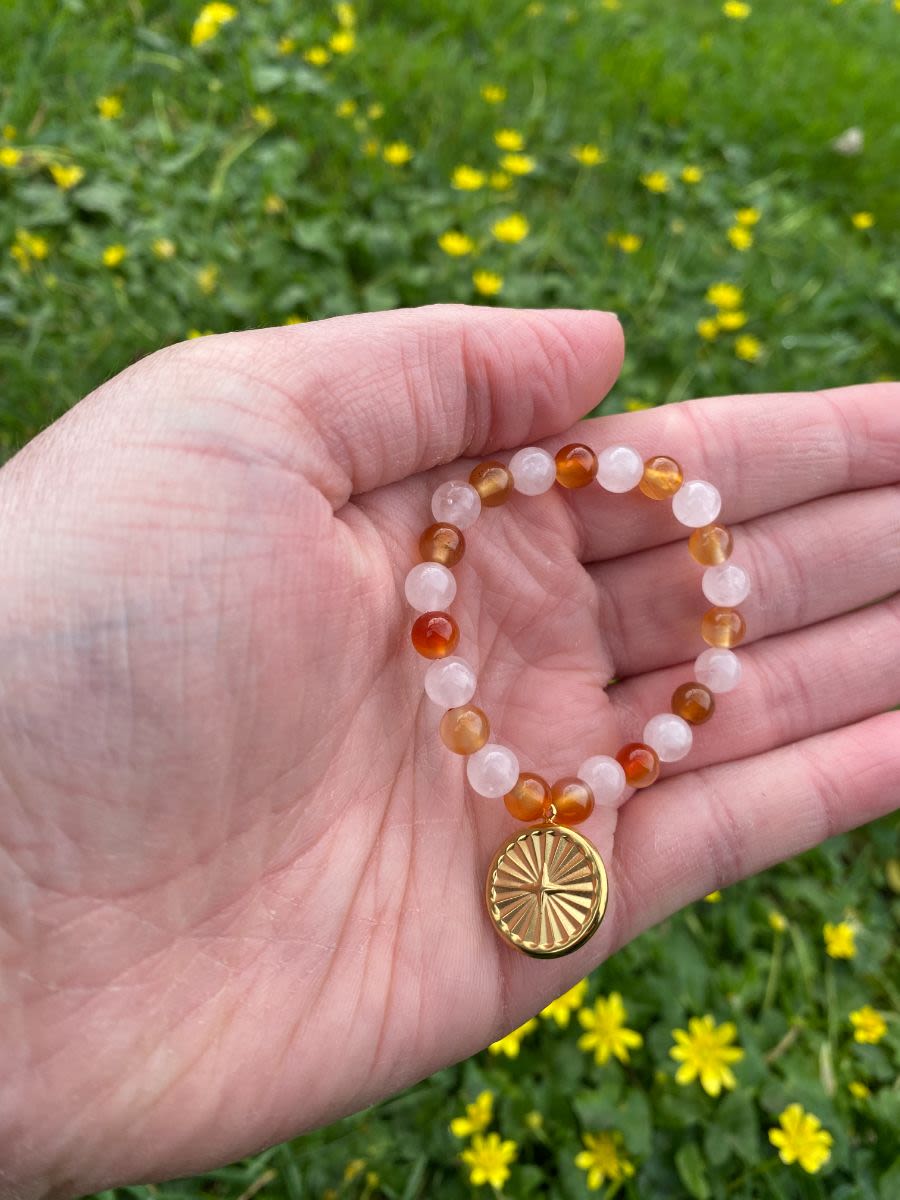 Bracelet enfant – Élan du coeur (Cornaline & Quartz rose)