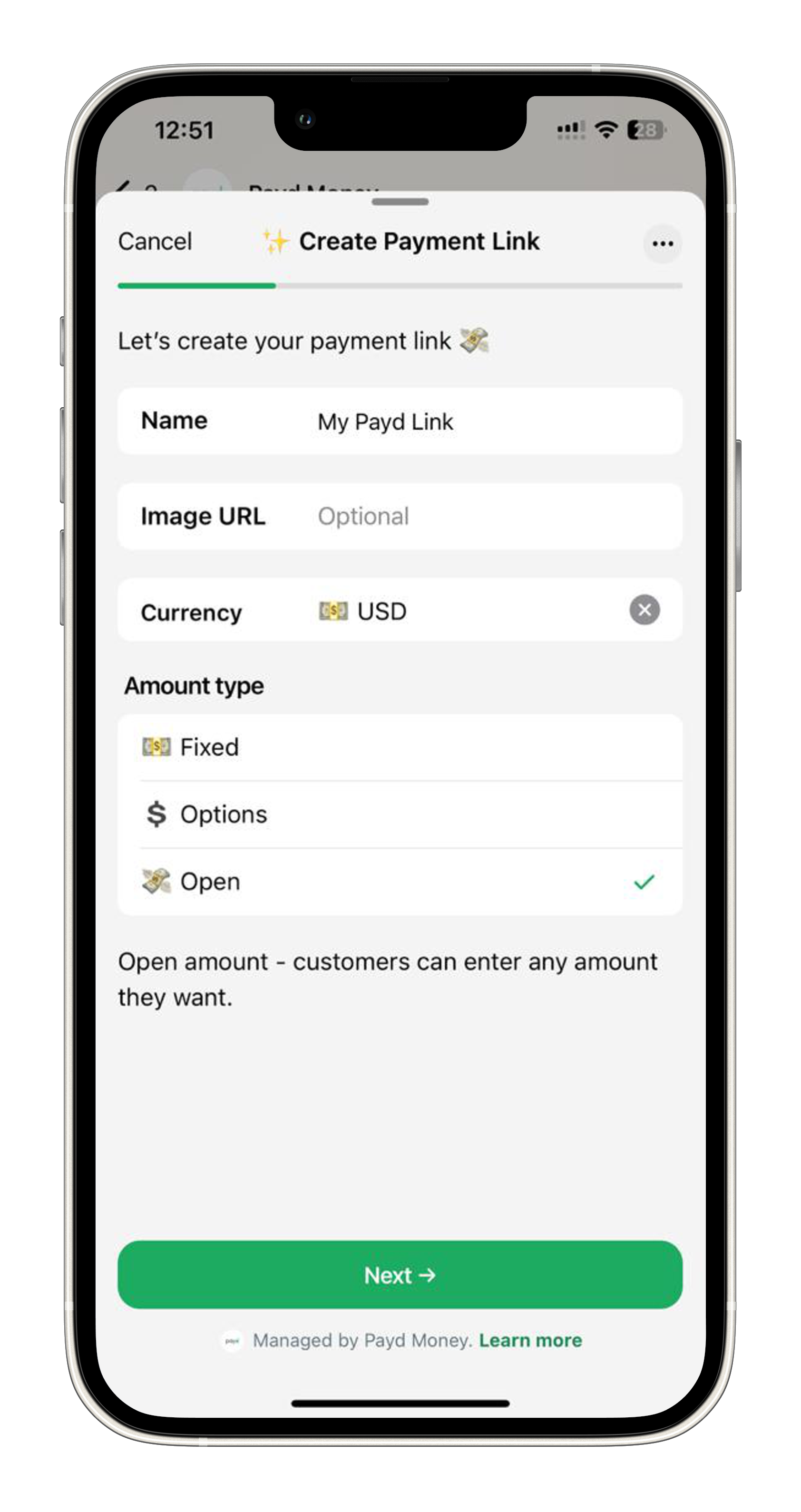 Create Payment Link on WhatsApp