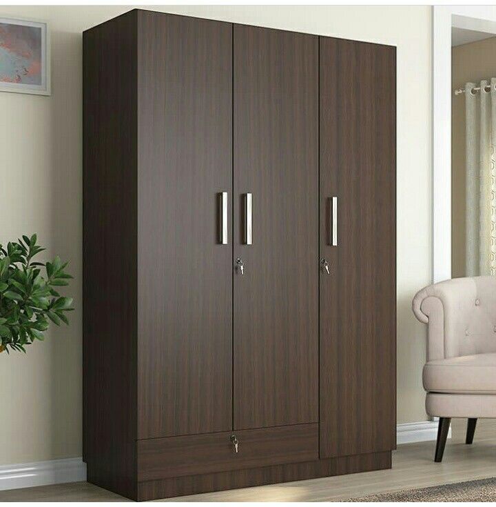 Wardrobe with 3 doors, medium brown