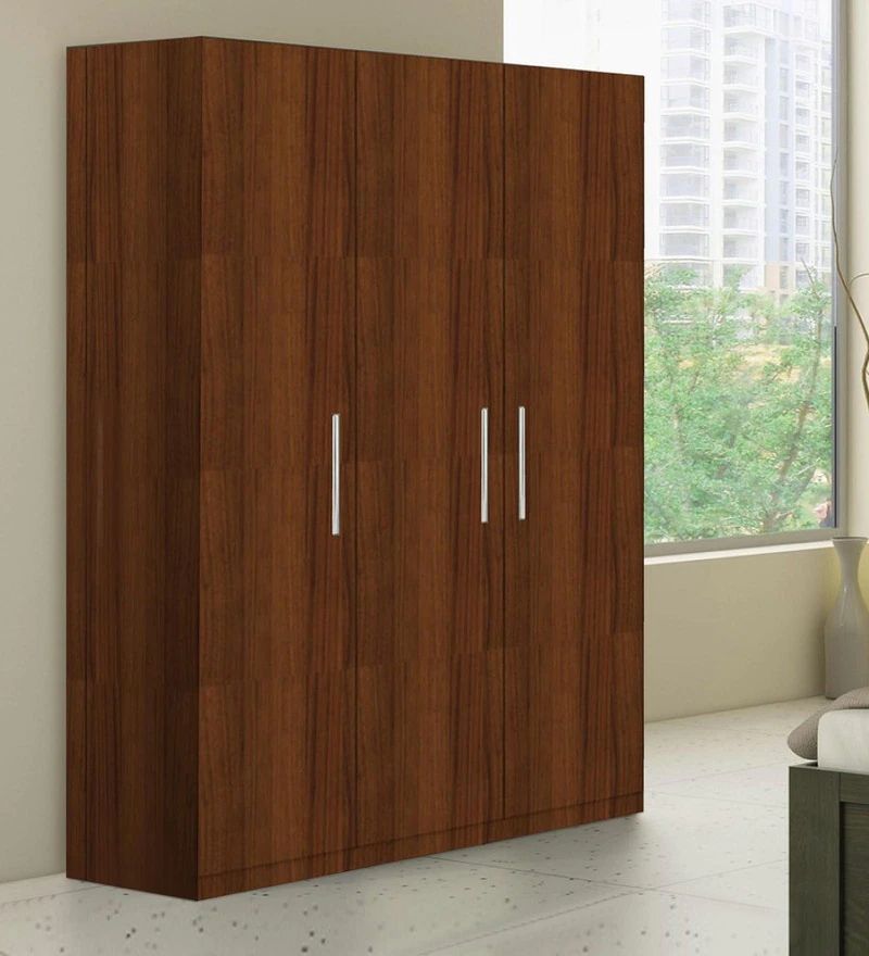 Wardrobe with 3 doors, medium brown hover