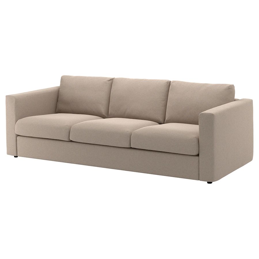 Berry Fabric 3-Seater Sofa - Beige