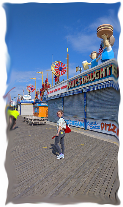 Elyza at Coney Island with Guitar