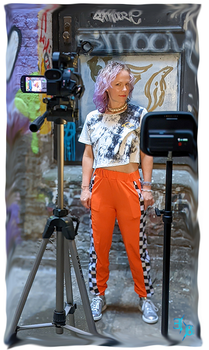 photo of Elyza Bleau during filming
