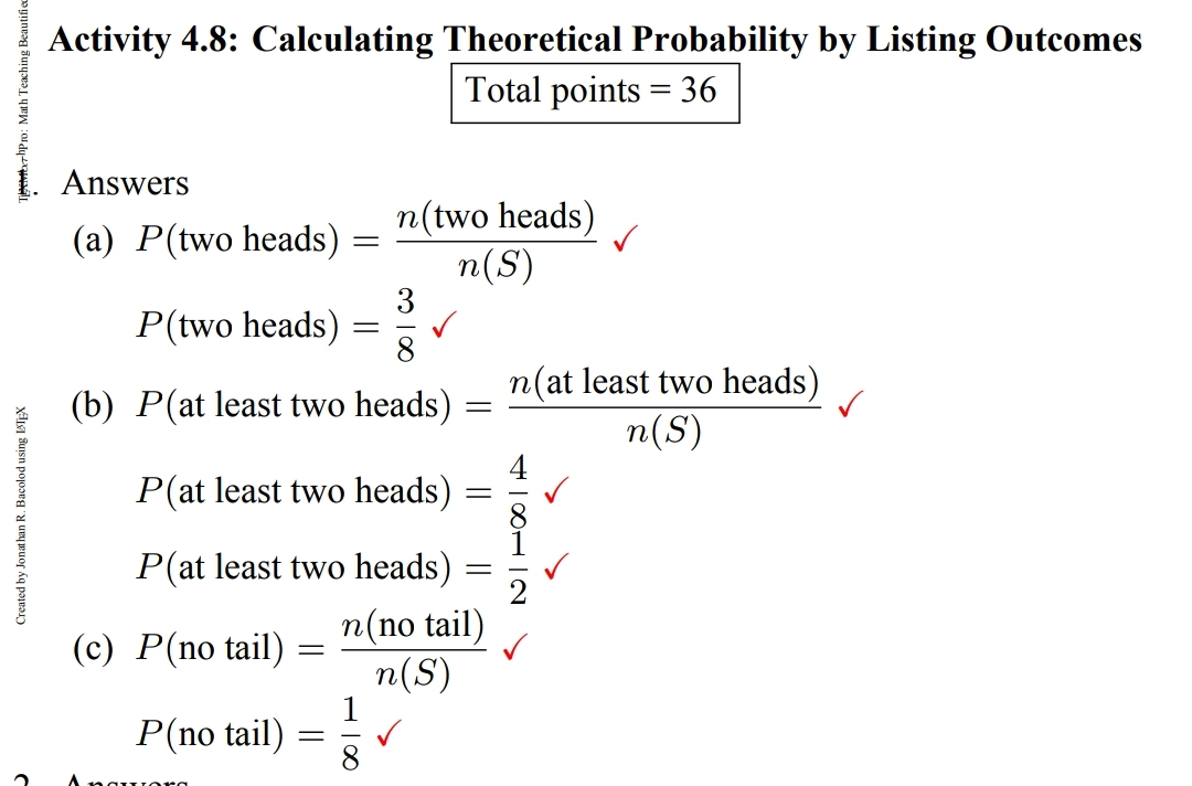 4th Quarter Activity Answer Keys for Grade 8